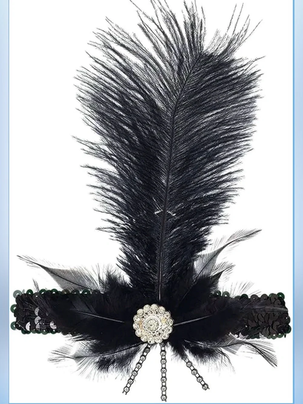 Elegant Black Charleston Feather Headband – Vintage Flapper Accessory 🖤🪶✨